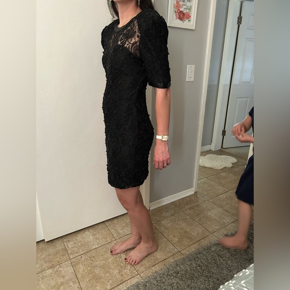VTG Laurence Kazar black beaded dress - Picture 2 of 16